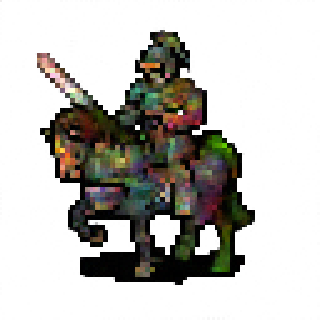 Pixel-art knight generated by SpriteFlow